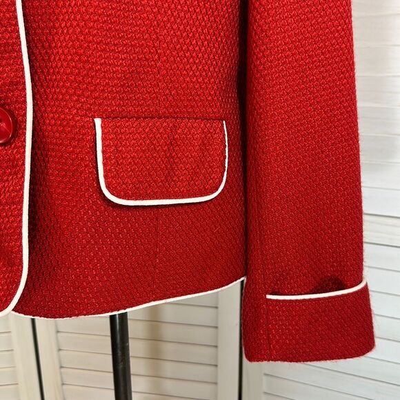 Dennis Basso Jacket Size Medium Signature Red Long Sleeve - Picture 4 of 14